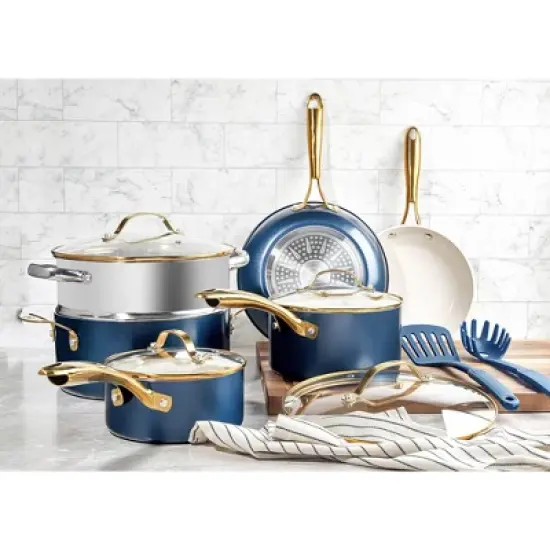 Gotham Steel Navy 15-Piece Ultra Nonstick Ceramic Cookware Set with Utensils image {1}