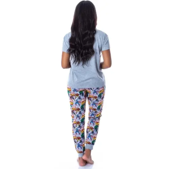 Marvel Women's Character Comic Book Print 2 Piece Jogger Pajama Set Grey image {3}