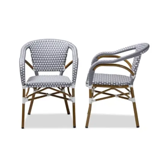 Set of 2 Eliane Indoor and Outdoor Stackable Bistro Dining Chairs - BaxtonStudio image {2}
