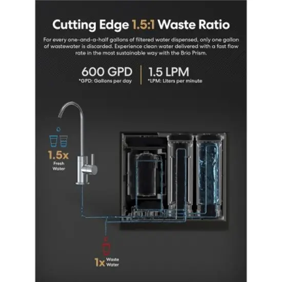 BRIO Tankless RO Reverse Osmosis Water Filtration System Black image {1}