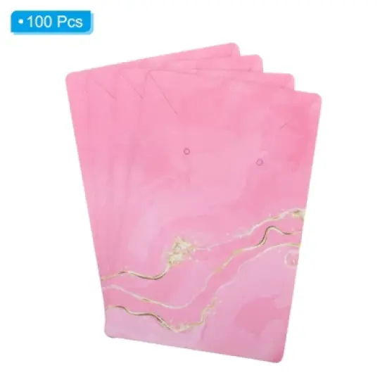 Unique Bargains Rectangle Paper Cardboard Hair Clip Earring Display Cards 100 Pcs Pink image {2}