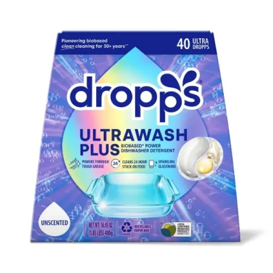Dropps Dish UltraWash Plus Biobased Detergent Pods - Unscented - 40ct image {1}
