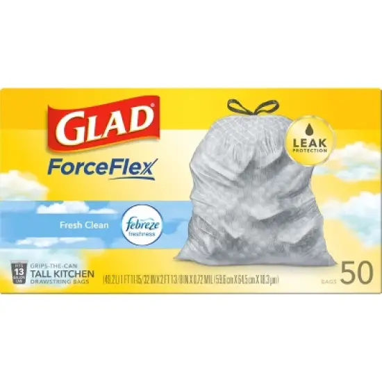 Glad ForceFlex Tall Kitchen Drawstring Trash Bags - Febreze Fresh Clean - 13 Gallon image {4}