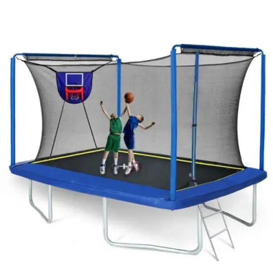 QingMoon 8FT &times; 12FT Rectangular Trampoline With Basketball Board,Ball Inflator,Ladder, Galvanized steel frame, Weatherproof For Kids and Adults image {7}