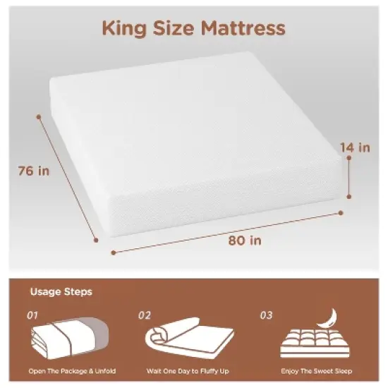 BestMassage 14 Inch Mattress Gel Memory Foam Mattress Medium Firmness Mattresses for Cool Sleep & Pressure Relief CertiPUR-US Certified image {6}