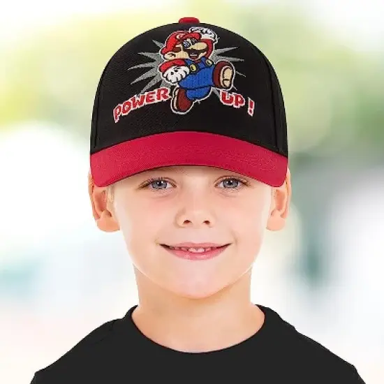Super Mario Baseball Cap, Little Boys Age 4-7 &ndash; Black image {1}