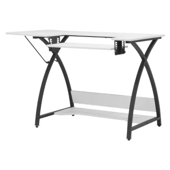 Comet Plus Sewing/Office Table with Fold Down Top, Height Adjustable Platform and Bottom Storage Shelf Black/White - Sew Ready image {4}