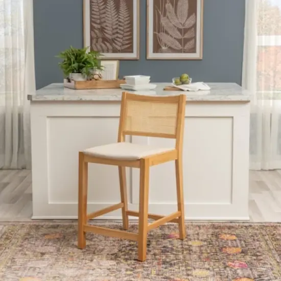 Powell Set of 2 Bessie Cane Counter Height Barstools Natural image {3}