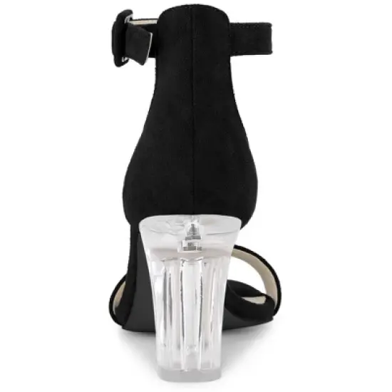 Allegra K Women's Ankle Strap Clear Heel Chunky Heels Sandals image {3}