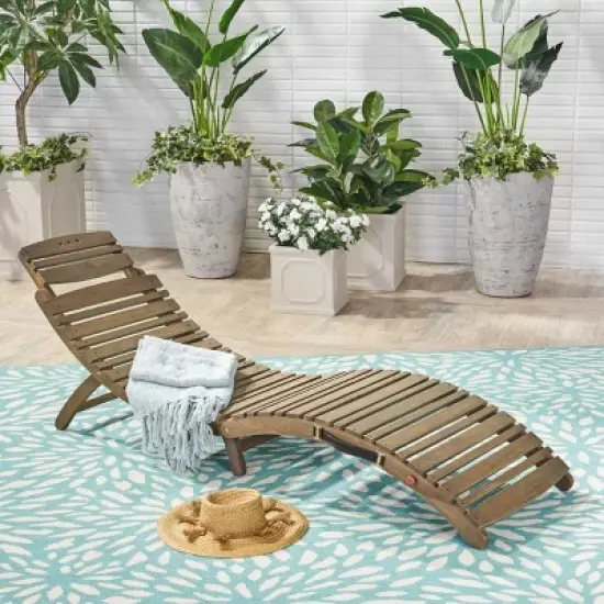 Wood Foldable Chaise Lounge Chair with Handle,Outdoor Acacia Wood Chaise Lounge for Patio or Poolside,Slatted Portable Patio Lounger-Cuddlewood image {8}