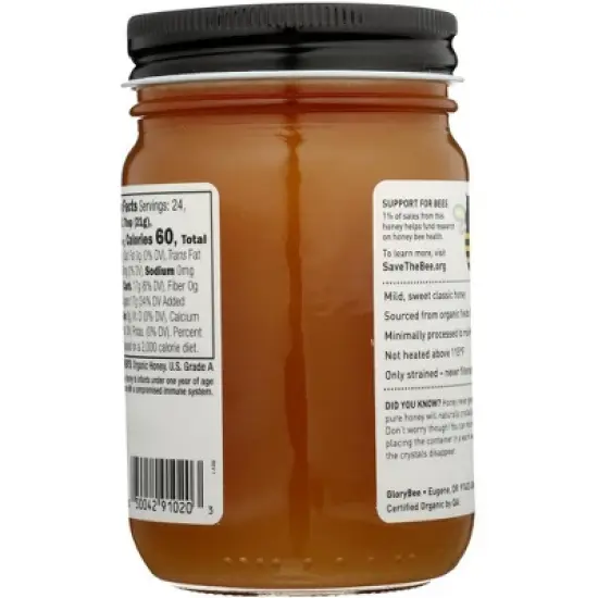 Glorybee Organic Raw Honey Light and Mild - 6 pack, 18 oz image {2}