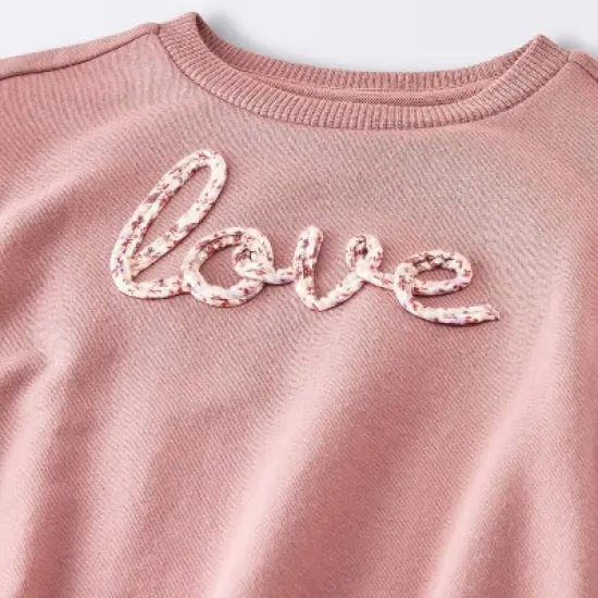 Baby Girls' Love Sweatshirt Romper - Cloud Island&trade; Pink image {2}