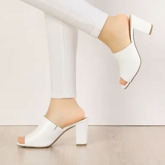 Allegra K Women's Slip on Block Heel Slide Sandals image {1}