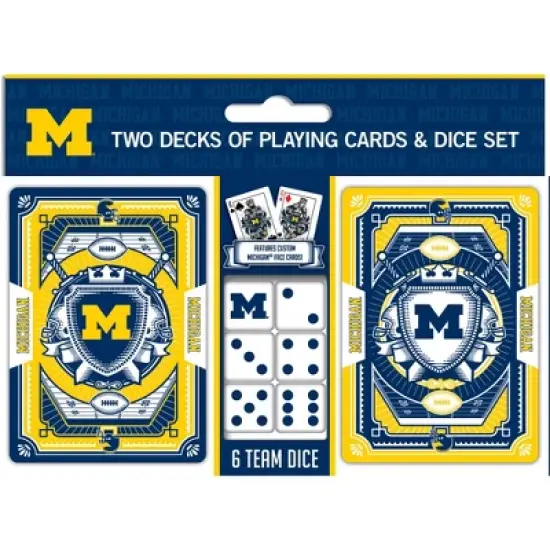 MasterPieces Officially Licensed NCAA Michigan Wolverines 2-Pack Playing cards & Dice set for Adults image {1}