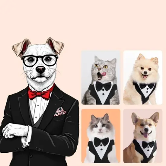 Unique Bargains Dog Tuxedo for Wedding Black White 1 Pc image {2}