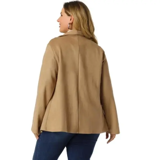 Agnes Orinda Women's Plus Size Jacket Drop Shoulder Moto Stretch Long Sleeves Drape Suede Cardigans image {4}