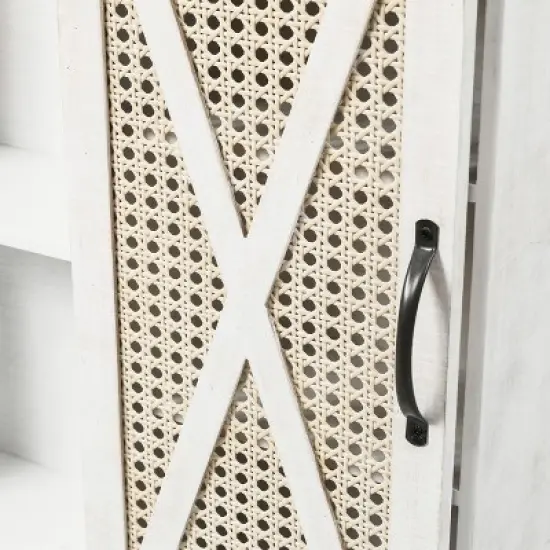 LuxenHome Sliding Door White MDF Wood Wall Cabinet image {7}