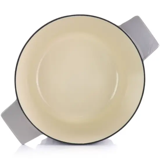 Gibson Enameled Cast Iron 5 Quart  Embossed Stripe Dutch Oven with Lid in Warm Grey image {4}