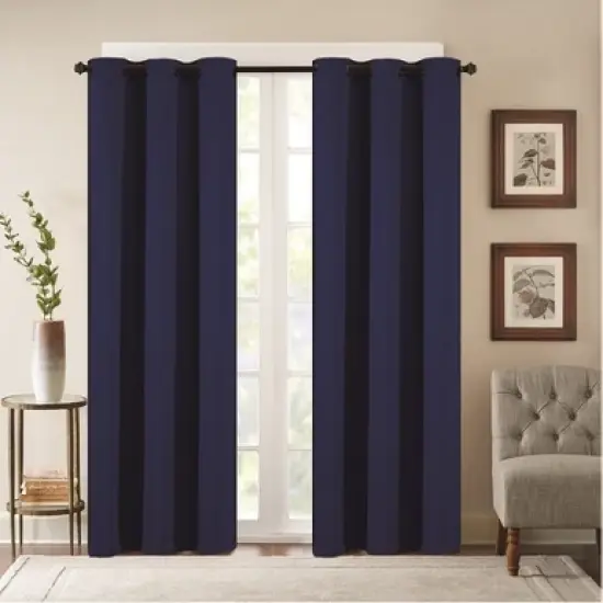 38" x 84" Solid Blackout Thermal Grommet Curtain Panels (Set of 2 Black) image {10}