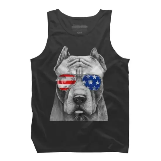 Men's Design By Humans American Pitbull With Sunglasses By Tank Top image {3}