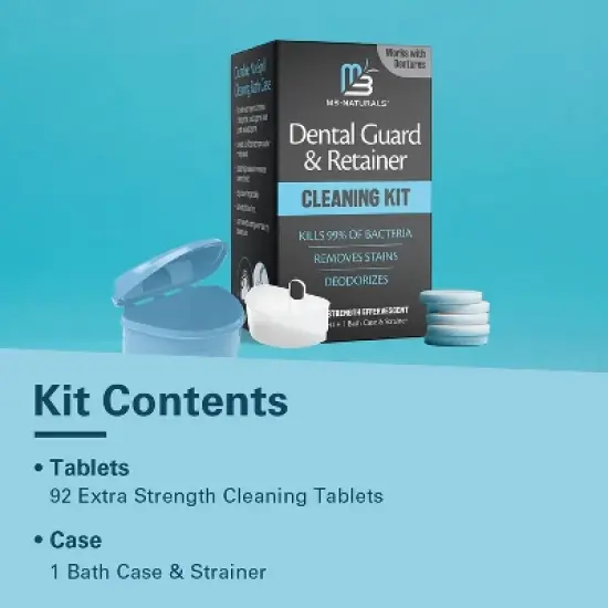 Mint Retainer Cleanser Tablets with Soak Container Kit, Universal Denture Cleaning Tablets, Removes Stains Odor, M3, 92 Tablets & 1 bath case image {4}