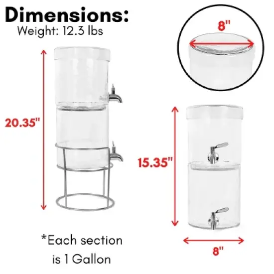 BirdRock Home 2 Gallon Stacking Beverage Dispenser with Stand and Lid - Stainless Steel image {2}
