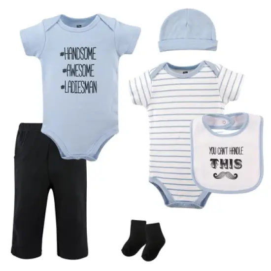 Hudson Baby Infant Boy Cotton Layette Set, Mustache image {1}
