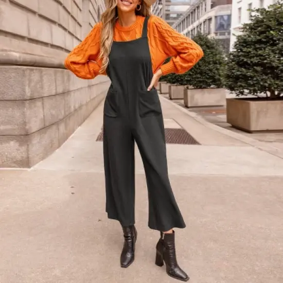 Women's Charcoal Sleeveless Wide Leg Jumpsuit - Cupshe image {4}