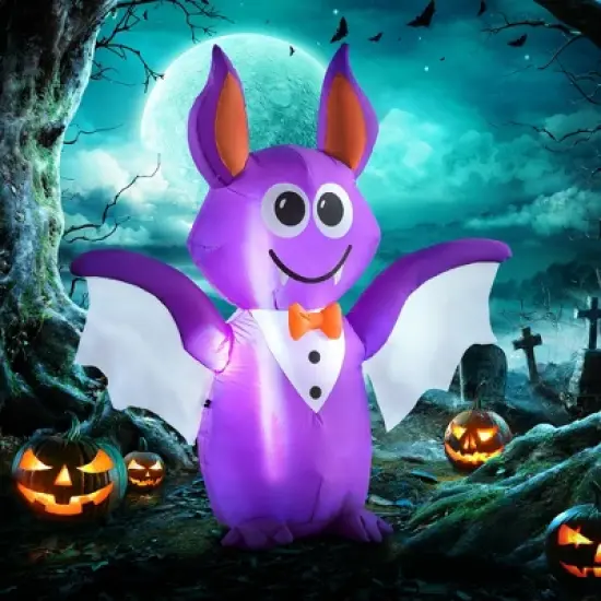 6ft Inflatable Halloween Decoration Bat, Blow Up Outdoor LED Yard Display, Waterproof image {8}