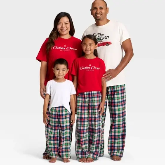 Kids' "Tis the Season" Short Sleeve Holiday Matching Family Pajama Shirt - Wondershop&trade; Cream image {3}