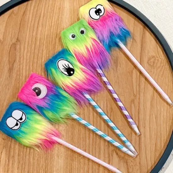 Wrapables Fluffy Rainbow Monster Pens (Set of 5) image {5}