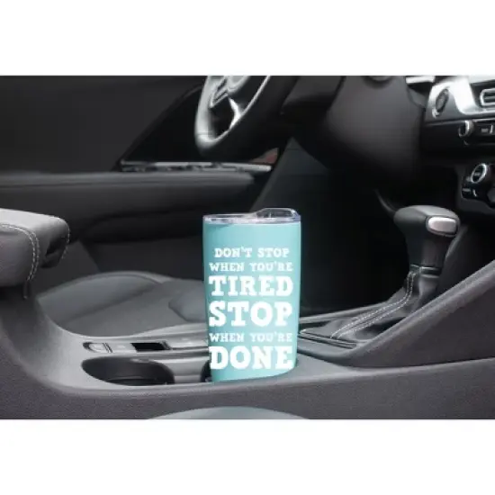 100 North 20 Ounce Stainless Steel On the Go Travel Tumbler With Push Top Lid, Stop When You're Done Teal image {2}