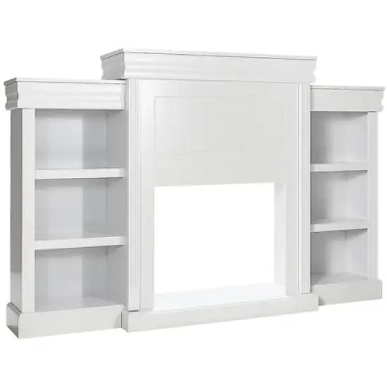 Costway 70'' Fireplace TV Stand Modern Media Entertainment Center Bookcase White\Black image {10}