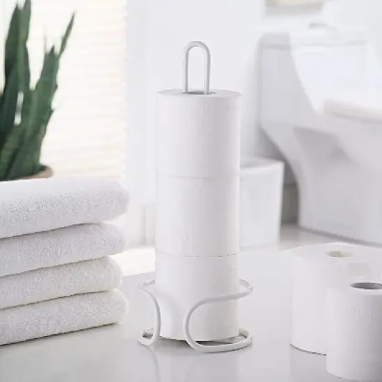 SunnyPoint Heavy Wire Bathroom Toilet Tissue Paper Roll Holder White (LY-WC-01WHT) image {1}