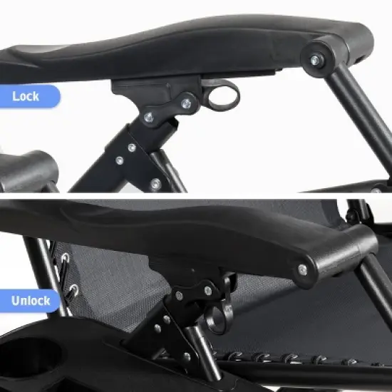 Tangkula Oversized Zero Gravity Lounge Chair Folding Recliner w/ Cup Holder & Pillow, Black image {7}