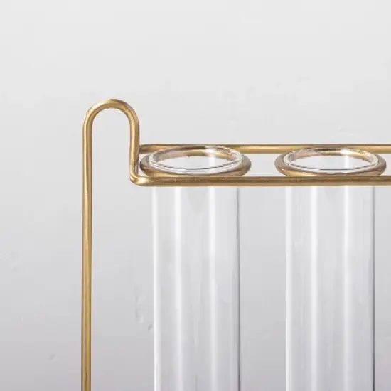 5pc Steel & Glass Plant Propagation Vase Set Gold/Clear - Hearth & Hand&trade; with Magnolia image {2}