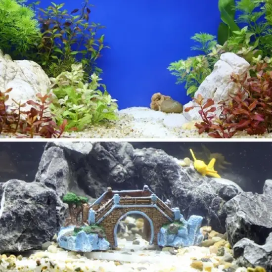 Unique Bargains Aquarium Decorations Arch Bridge Decoration Resin Fish Accessories Blue Brown Green 5.71" Length 1 Pcs image {5}