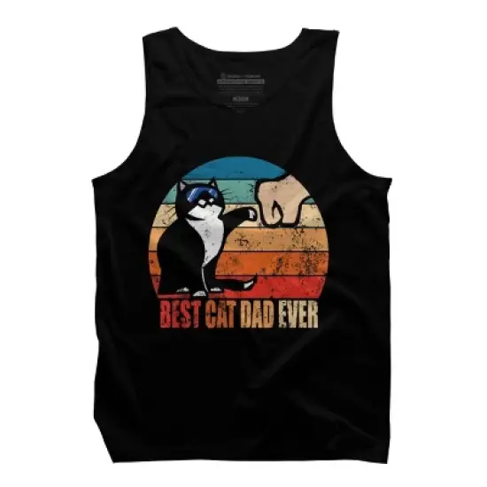 Men's Design By Humans Retro Best Cat Dad Ever By MiuMiuShop Tank Top image {2}