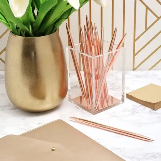 Juvale 12 Pack Ballpoint Rose Gold Pens for Women and Men, Business Students, Teachers, Office Supplies, New Employee Welcome Gifts, Guestbook, 6.4" image {2}