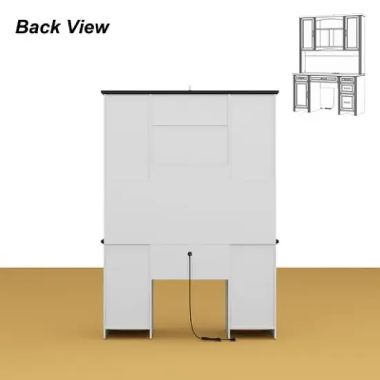 Famapy White Kitchen Hutch Kitchen Cabinet Pantry: Integrated Worktop, High Cabinet Combo, Dust - Proof & Organized image {4}