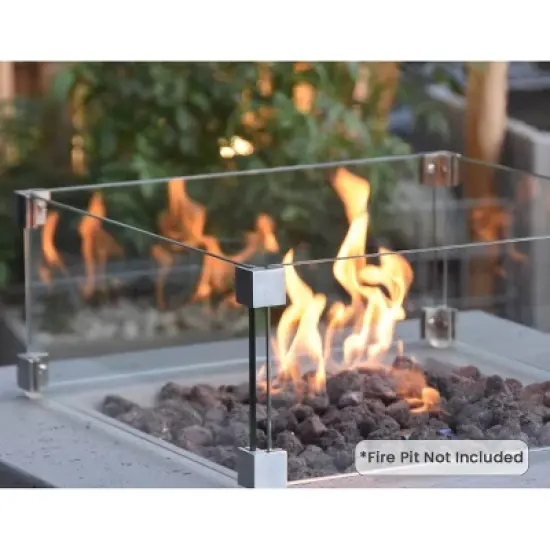 Elementi Manhattan 2Pc Fire Pit Accessories Set &ndash; Includes Glass Wind Screen & Stainless Steel Lid image {2}