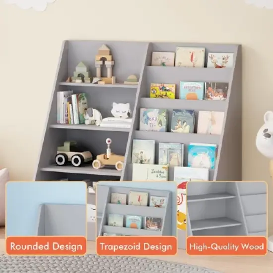 KTMBDW Kids Bookshelf and Toy Storage Organizer, 4 Tier Wooden Kids Book Shelf with Bookcase Display Stand for Kids Room, Playroom, Nursery image {3}