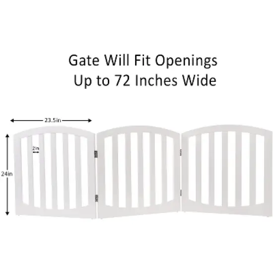 Arf Pets 24" Tall Freestanding Wooden Folding Dog Gate - White image {2}