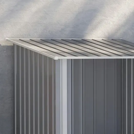 Resenkos Storage Garden Shed,Garden Sheds,Outdoor 3.3' x 3.4' Lean-to Garden Storage Shed with Lockable Door, Gray image {5}