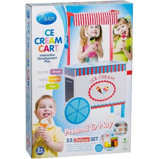 Svan Ice Cream Cart for Kids, Wood Playstand image {2}