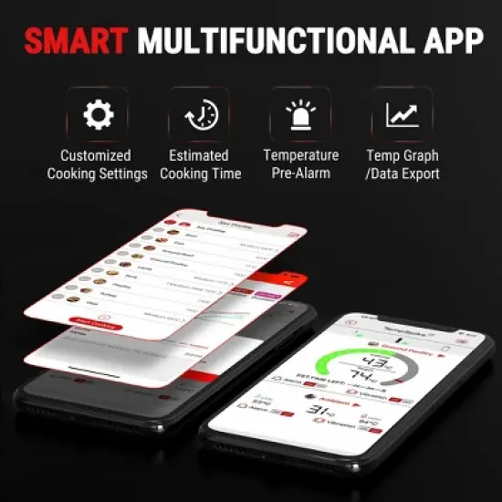 ThermoPro TempSpike Lite 500FT Wireless Meat Thermometer, Bluetooth Meat Thermometer for Grilling and Smoking, Meat Thermometer for BBQ Oven Smoker image {4}