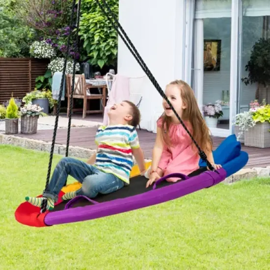 Safstar 40" Saucer Tree Swing Outdoor Round Platform Swing w/ Pillow & Handle image {1}
