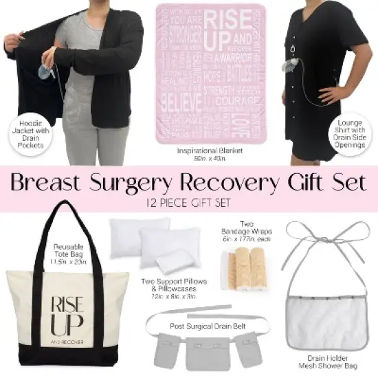 Rise Up and Recover Mastectomy Must Haves Breast Cancer Gifts for Women Get Well Soon Post Surgery Recovery Gift Set Kit image {1}