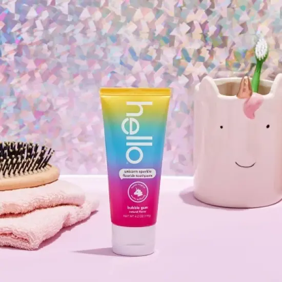 hello Kids' Unicorn Sparkle Bubble Gum Fluoride Toothpaste - 4.2oz/3pk image {7}