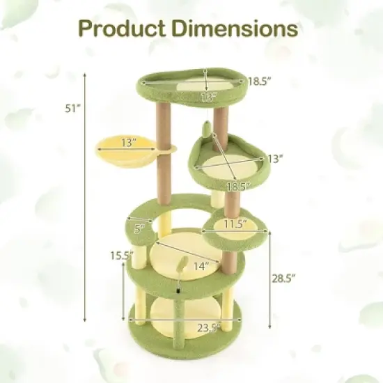 Tangkula Multi-level Cat Tree w/ Wide Perch Rotatable Basket Removable Soft Cushions image {8}